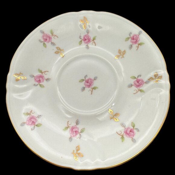 Vtg Winterling Bavaria Germany Floral Saucer & Teacup Set Pink Roses Gold Trim - Picture 6 of 11